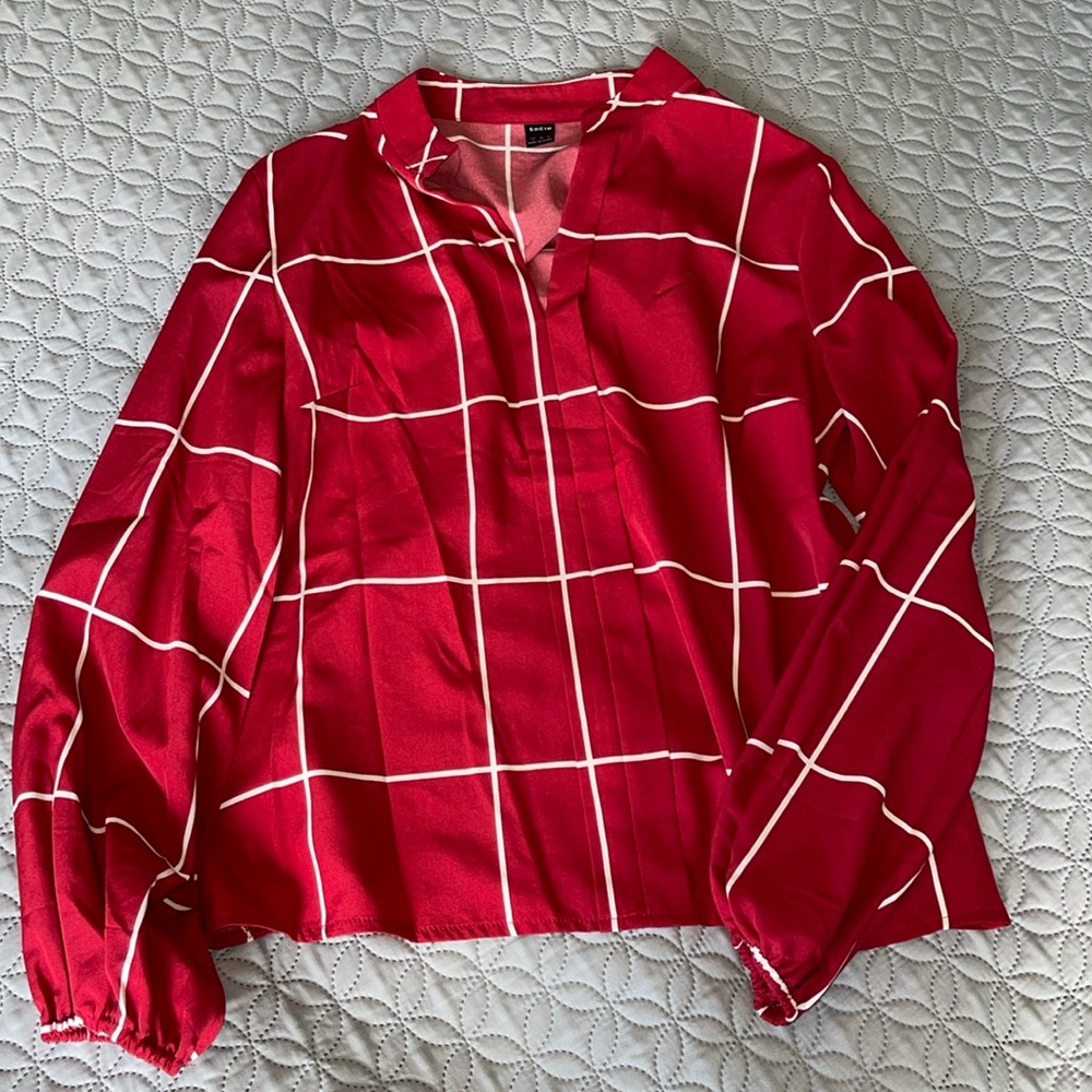 Red checkered SHEIN Blouse